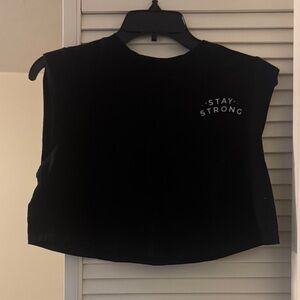 Black Sleeveless Crop Top - Stay Strong